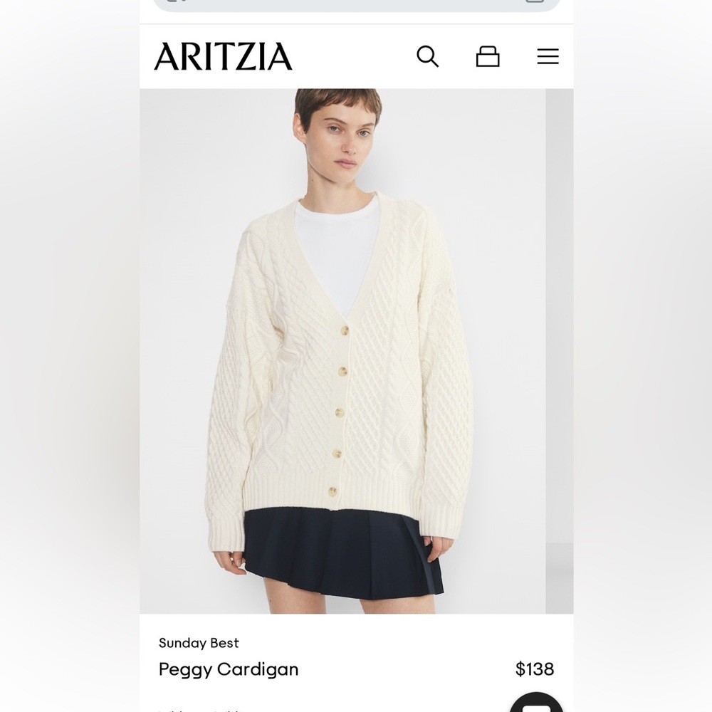 Sunday Best cotton cabled cardigan Sz XL (mint)